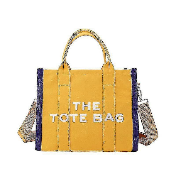 Tote Bags Canvas Tote Bag Til Kvinder, Multi Lommer Kvinders Tote Med Lynlås Stor Tote Bag Justerbar Rem The Tote Bag yellow