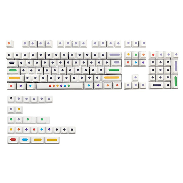 128 Taster Hvit Farge Prikker Farging Sublimering Caps Lock For Mekanisk Tastatur