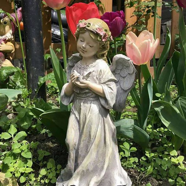 Luova puutarhakoristelu Pieni enkelityttö Lemmikkien luovat koristeet