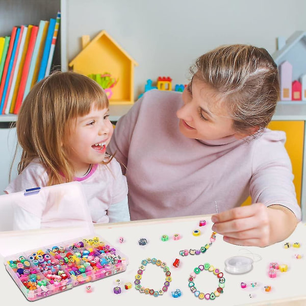 300 stk Frukt Smiley Håndlaget Polymer Leir Perler 15 Stiler Blomster Bokstav Perler Myke Perler For Kvinner Jenter Smykker Making Diy Armbånd Halskjede Øredobber