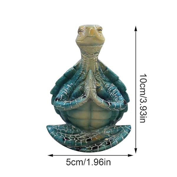 Buddha Yoga Pose Statue Resin Hjem Turtle Meditasjon Hjemmedekorasjon 10 X 5 X 6 Cm Blå Unik Personlighet Turtle Statue