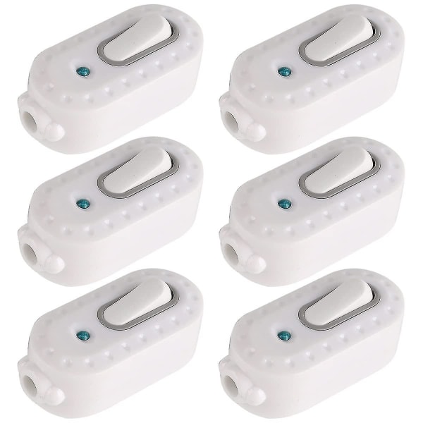 Bi-polar bryter, 6 stk 6a Kompakt plast av/på vippebryter Led vippebryter In-line ledning lysbryter med indikatorlys for små apparater