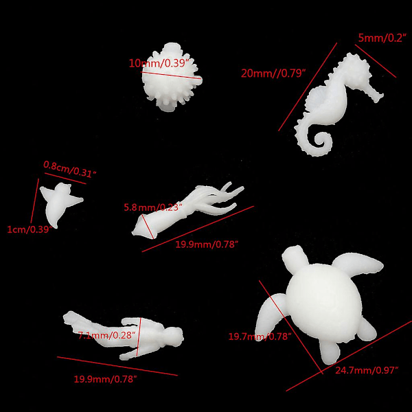 6 st silikon mini marin modellering strand för sköldpadda bläckfisk hartsform smycken fil