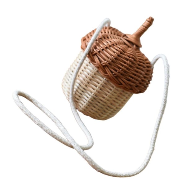 Acorn Woven Basket Bag Small Crossbody Bag Rottingväska för barn