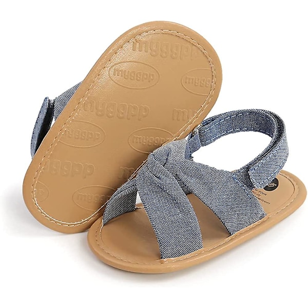 Spädbarn Baby Flickor Sommar Sandaler Med Blomma Mjuk Sula Nyfödd Småbarn Första Walker Spjälsäng Klänning Skor 10 jeans 0-6 months infant