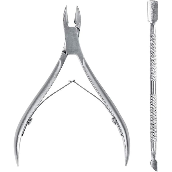 Nagelbandsavskärare och nagelbandspusher set, borttagare av död hud, nagelbandspusher, nagelklippare, nagelbandsverktyg i rostfritt stål
