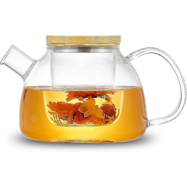34oz/1000ml Glas Tekande Med Glas Te-Infusere, Glas Tekande Til Løse Te