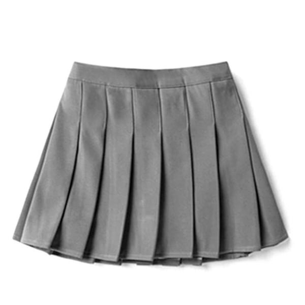 Flickor hög midja plisserad dragkedja tennis stil skridskoåkare minikjol (barn) grey 140cm  9-10 years