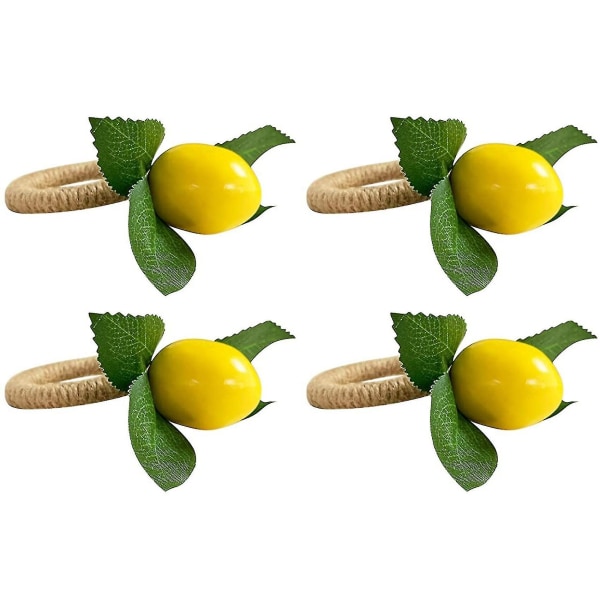 4pcs Simulation Lemon Plant Napkin Ring Fruit Meal Buckle Napkin Ring