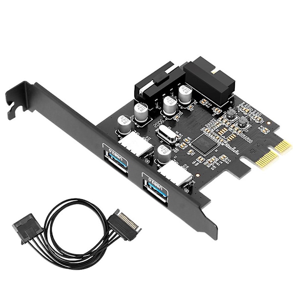 Pci-e To 2 Port Usb 3.0 Adapter Pci-e Expansion Card With 19-pin Power Connector