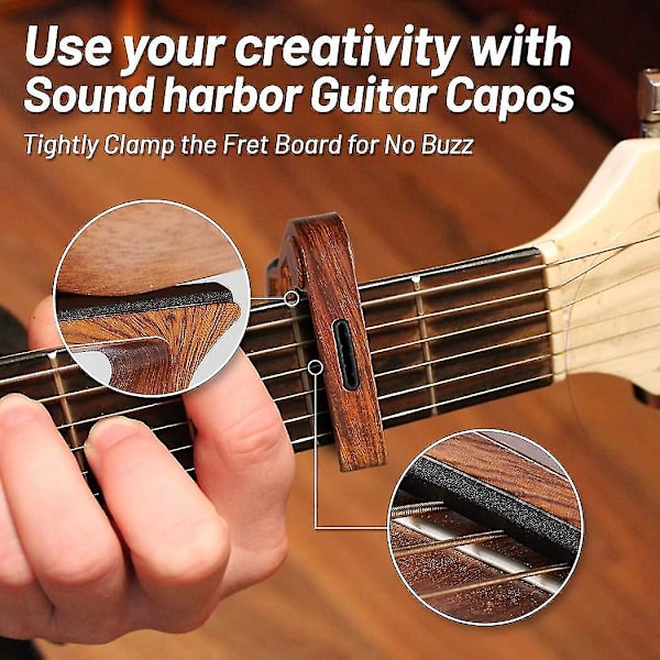 Gitarr Capo med plektrumhållare och 4 plektrum för akustisk elgitarr Ukulele Mandolin Banjo