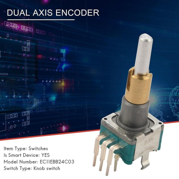 Ec11ebb24c03 Dubbelaxlig Encoder med Switch 30 Positioneringsnummer 15 Pulspunkthandtag 25mm