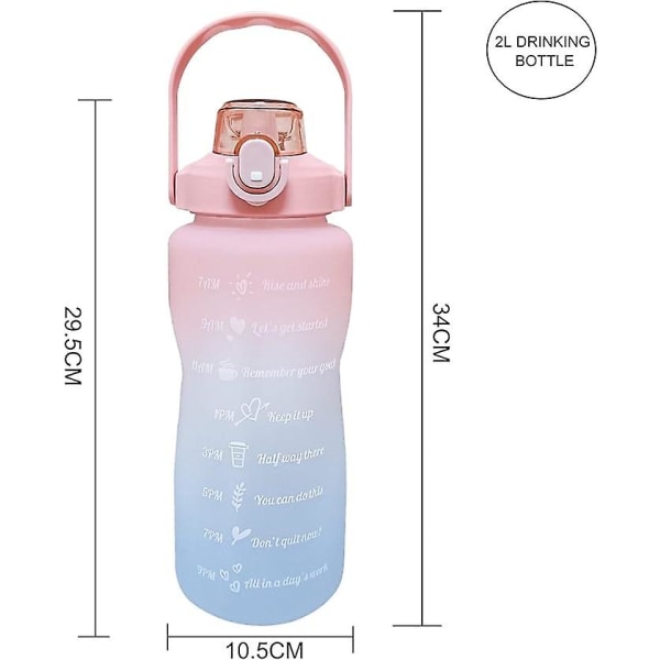 Urheilupullo, 2 litran urheilupullo oljella ja motivoivalla aikamerkillä, BPA-vapaa lasten vesi B