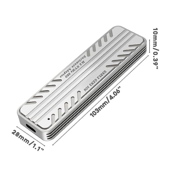 M2 Nvme Ssd-hölje Box Usb3.2 Typ-c 10gbps Hårddiskfodral - Med kylfläns