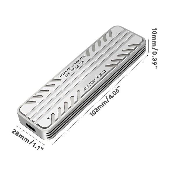 M2 Nvme Ssd-kabinett Boks Usb3.2 Type-c 10gbps Harddisk-etui - Med Kjøleribbe