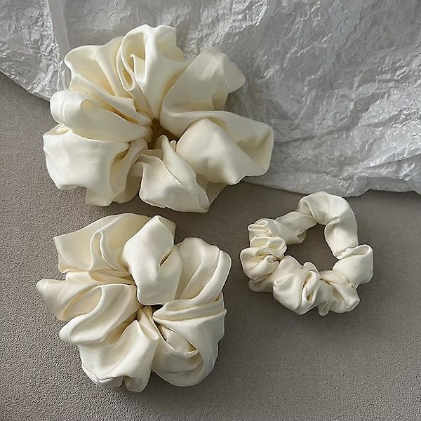 2 stk. (sort) Satin Hårbånd Scrunchie Hårbånd Reb Farverige Scrunchies til Piger Kvinder