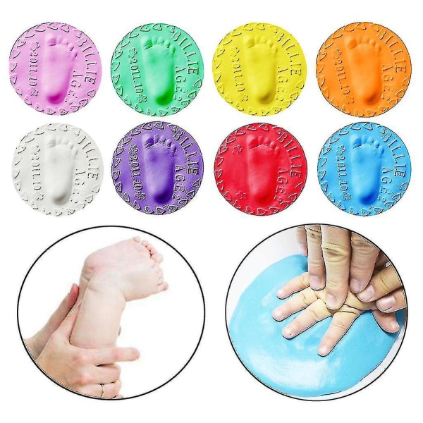 12 farger Clay Imprint Kit for nyfødte babyer Håndtrykk og fotavtrykk - Vekstrekordgaver til babyer og barn