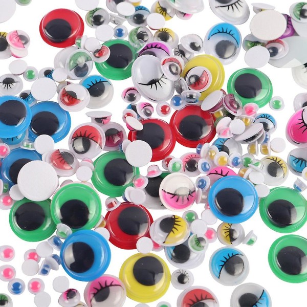 400 stk Wobbly Eyes Craft Kit Runde plastikklæbende klistermærker Forskellige størrelser Farverig Sort Hvid fo