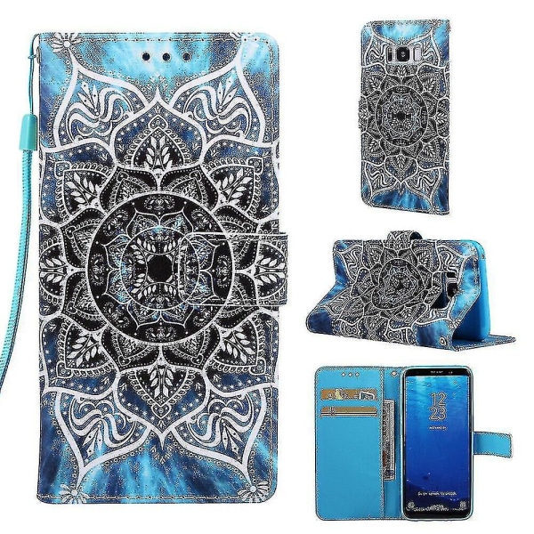 Kompatibel med Samsung Galaxy S8 Etui Læder Flip Wallet Cover med Kortlomme Holder Støtte