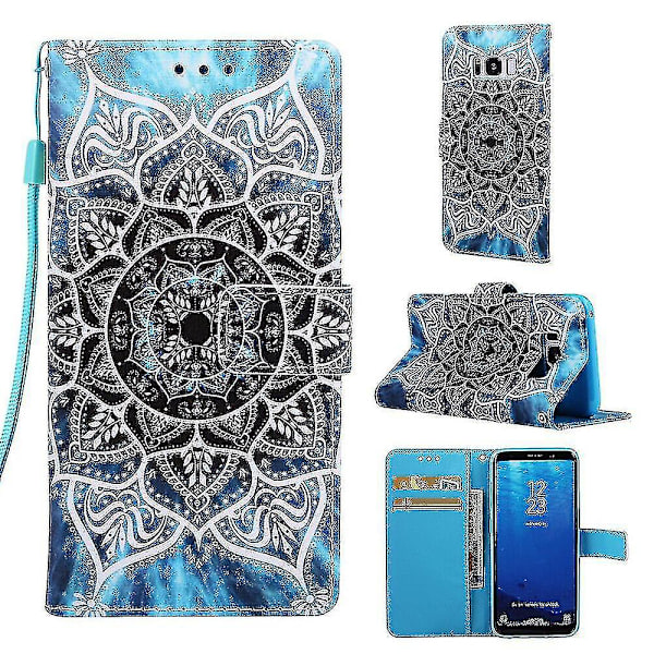 Kompatibel med Samsung Galaxy S8 Fodral Läder Flip Plånboksfodral med Kortfack Hållare Stativ
