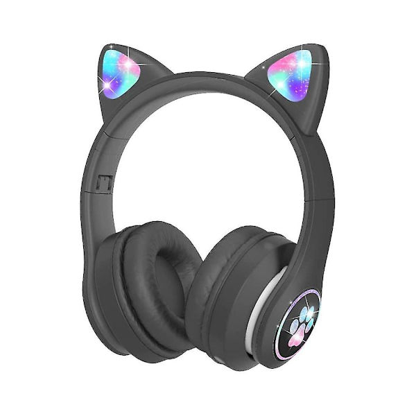 Lasten kuulokkeet mikrofonilla/rgb-led-valolla, Bluetooth-kuulokkeet /koulu/älypuhelin - musta