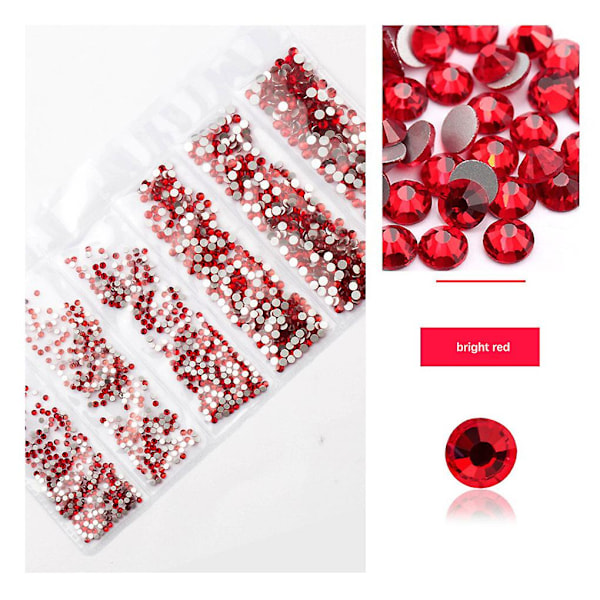 Negle-rhinestones iøynefallende utmerket glans manikyr krystall mobil Bright Red