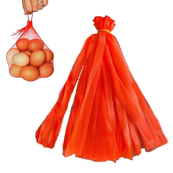 100 st återanvändbara nätpåsar av nylon med öglelås, 30 cm röda