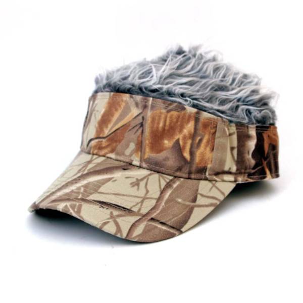 Mode DIY Frisure Voksen Sjov Baseball Kasket Med Falsk Camoufla Hår Paryk Solid