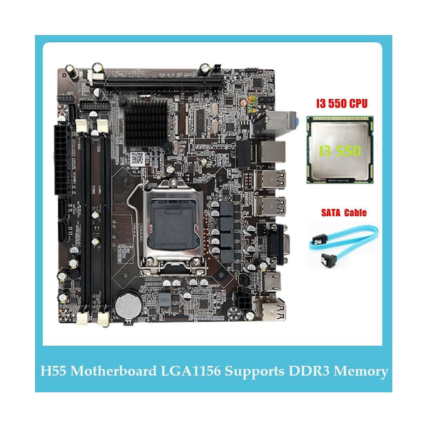 H55 moderkort Lga1156 stödjer I3 530 I5 760 serie Cpu Ddr3 minne dator moderkort+i3 550 C