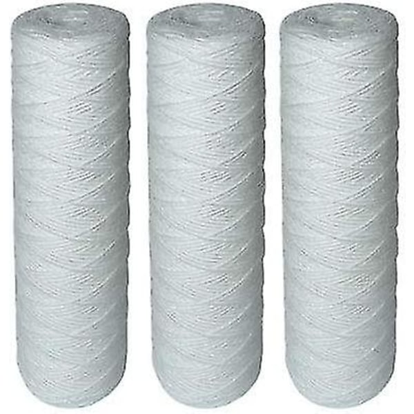 Sæt med 3 spiralformede filterpatroner til vandfilter Sedimentfiltrering op til 25 mikron Universal standardstørrelse 10\" tommer Varighed: 1 år