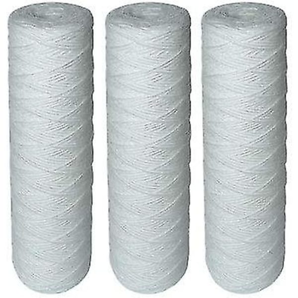Set med 3 spiralfilterpatroner for vannfilter  Sedimentfiltrering opptil 25 mikron  Universal standardstørrelse 10 tommer  Varighet: 1 år