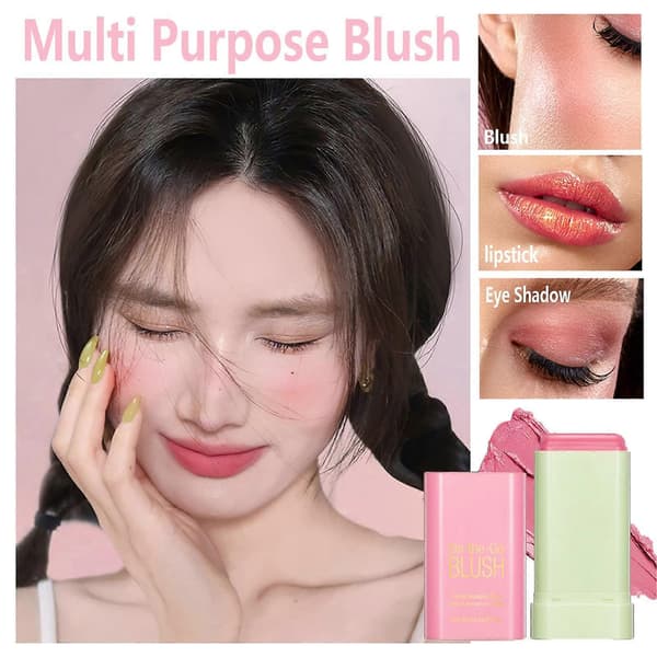 Creme Blush Stick 3 i 1 Fugtgivende Multi-Anvendelig Makeup til Kinder og Læber Langvarig Farve