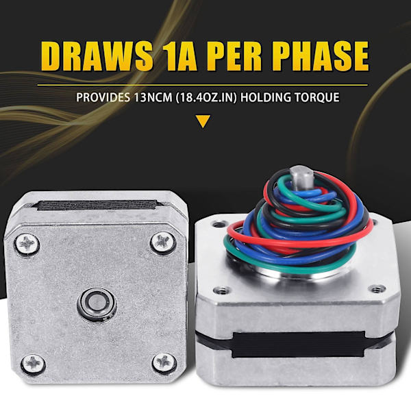 2 stk. 17hs08-1004s 4-tråds Nema 17 Stepper Motor 20mm 1a 13ncm(18.4oz.in) 42 Motor Nema17 Stepper Til