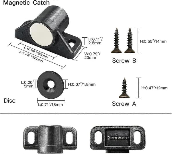 Ovimagneetit Magneettilukko, 4 kpl black