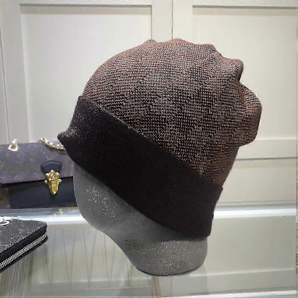Ny ankomst Designer Letter Trykt Sjakkbrett Vinterlue Myk Varmt Strikket Beanie Hater-Utmærket blue