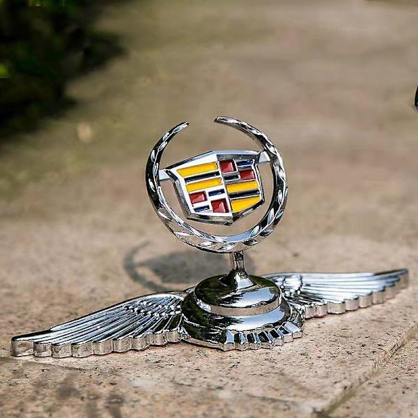3D logo bil logo front hætte trim hætte krom ørn badge kompatibel cadillac guld vinger