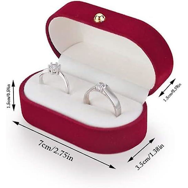 1 st Velvet Ringask, Elegant Ringask, Örhängen Smyckesförvaringsask, Dubbelplats Ringask, för Bröllop