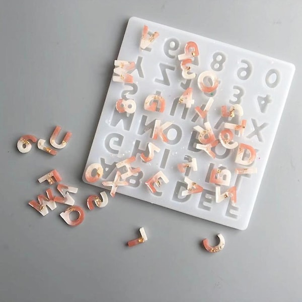 DIY Polymer Ler Kunsthåndværk UV Epoxy Form Alfabet Bogstaver Tal Silikoneform