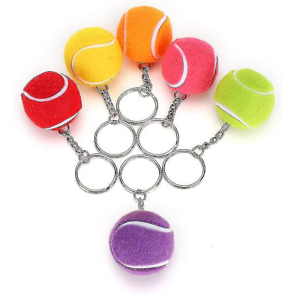 Tennis Split Ring Tennis Ball Nøkkelring Imitasjon Sports Bag Dekorativt Anheng Gave Sportsentusiaster Lommebok (6 stykker)