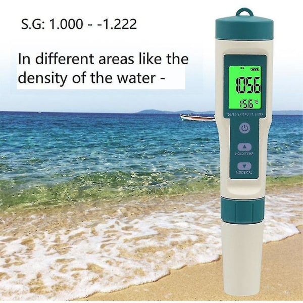 8 i 1 Ph H2 Tds Orp Salthalt S.g Temp Meter Digital Ph-testare Vattenkvalitetstestare För Dricksvatten