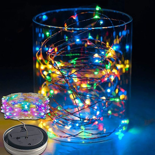 6 stk solcellelykter til syltetøyglass, 20 LED fargerike fe-lyskjeder utendørs vanntette fe-lyskjeder lokksett for hagegårdsfest bryllup jul
