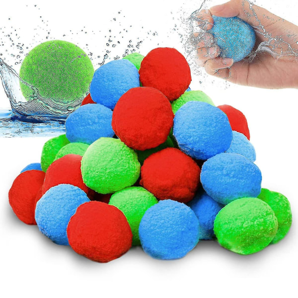 30 stk vannballer, gjenbrukbare vannballonger, kast og fang spillball for basseng, trampoline, strand