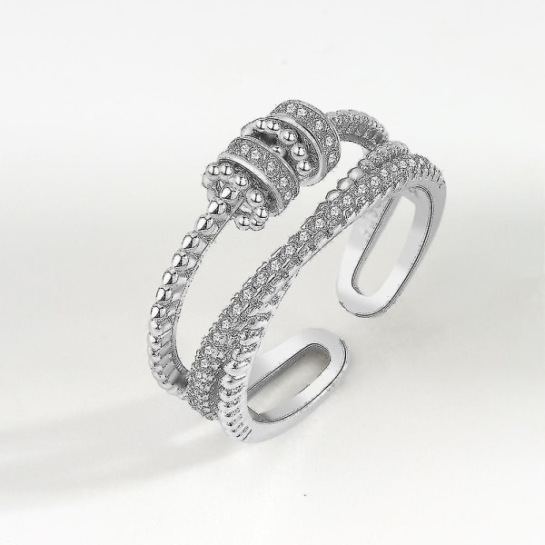 Fidget Ring, Ångest Ring För Kvinnor, Spinner Bead Ångest Ring För Flickor Silver