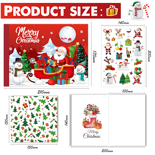 Jule DIY Journal Sæt Nytårsgave Skrivebog Børnedagbog Sæt Amazon sh028 christmas diary set