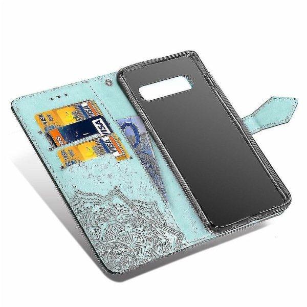 Samsung Galaxy S10e deksel Lær lommebokdeksel Emboss Mandala Magnetic Flip Protection Støtsikker - Grønn