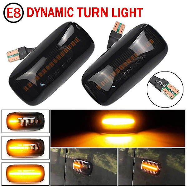2 stk dynamiske sidemarkør repeater blinklys lampe til Nissan Maxima Almera til Pulsar N15 Cefiro A32 1995-2000