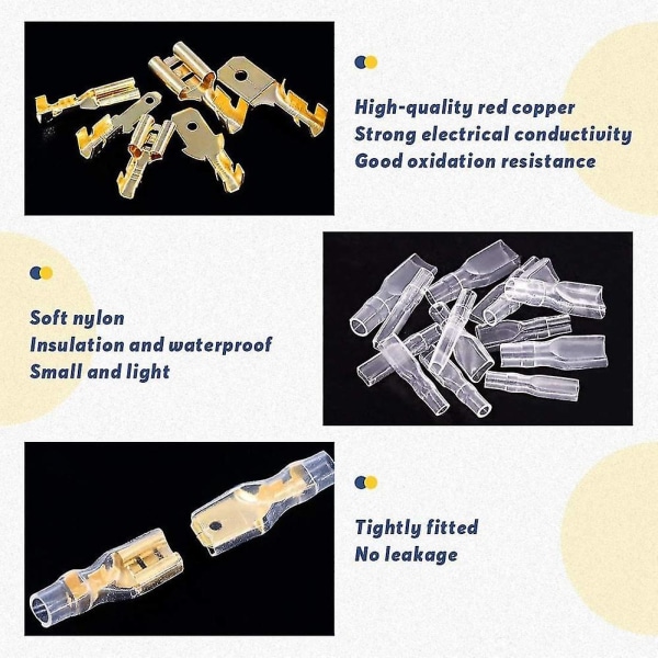 720 stykker 2,8 / 4,8 / 6,3 mm han- og hunkontakter til hurtig crimpning med isolerende hylster