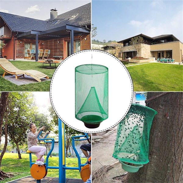 4 kpl Ranch Fly Trap - Uudelleenkäytettävä kärpäsloukku tarjottimen kanssa sisä- ja ulkokäyttöön, riippuviin tiloihin, talleihin, puutarhoihin ja hedelmätarhoihin