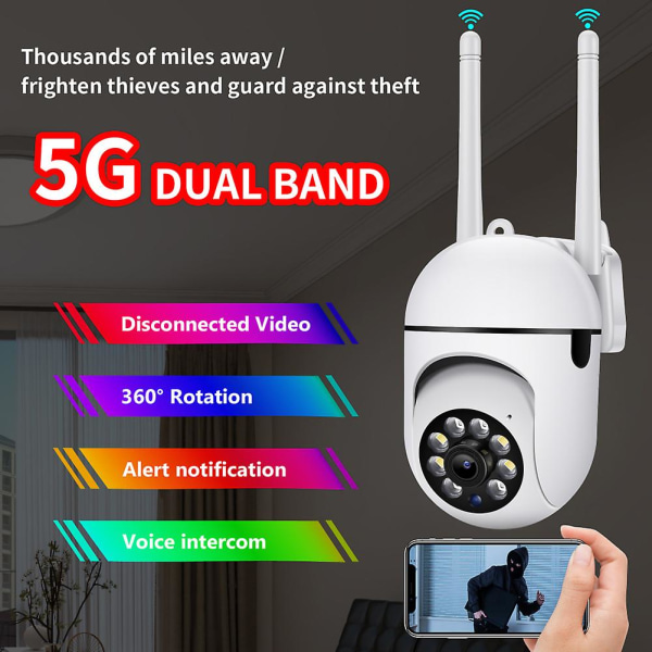 5G 3MP PTZ IP-kamera Wifi-kamera Ulkotiloihin 4x Digitaalinen Zoomaus Yökuvaus Langaton