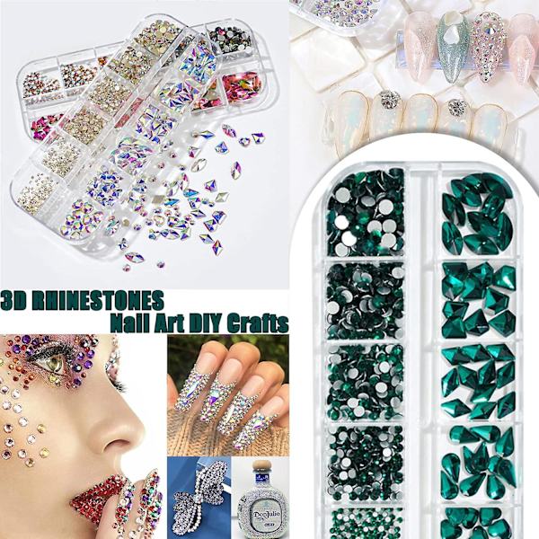 560 st Rose Pink Sparkling 3d Rhinestones för Nail Art Diy Craft Sparkling Flat Back Glass Crystal Gemstone Set Smycken Nail Dekoration